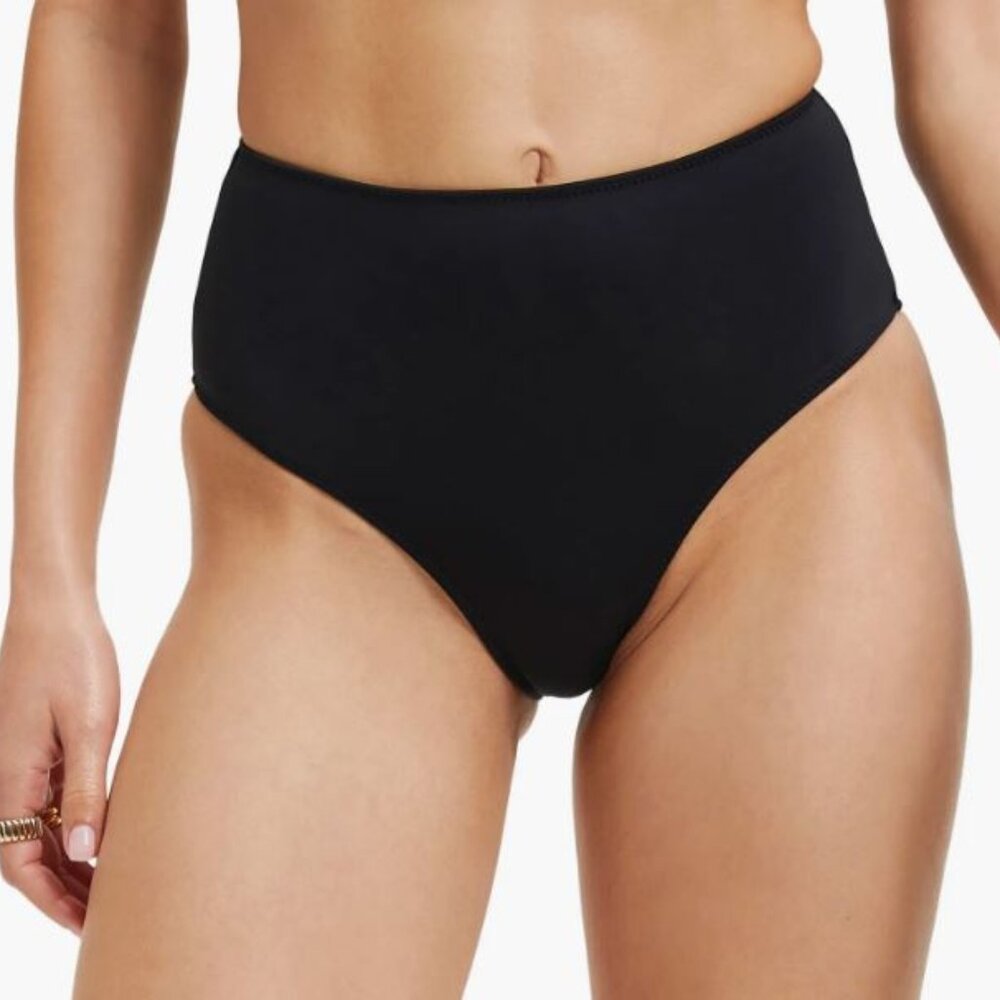 Good American High Waisted Scuba Bikini Bottoms Black 34 1/2" Waist Size 6